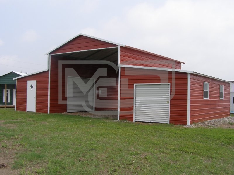 Metal Barn | Boxed Eave Roof | 42W x 31L x 12H | Raised Center Aisle Metal Barn | Boxed Eave Roof | 42W x 31L x 12H | Raised Center Aisle