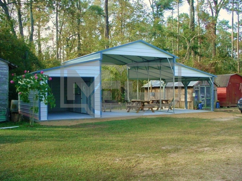 Metal Carolina Barn | Boxed Eave Roof | 42W x 21L x 12H | Raised Center Aisle Metal Carolina Barn | Boxed Eave Roof | 42W x 21L x 12H | Raised Center Aisle