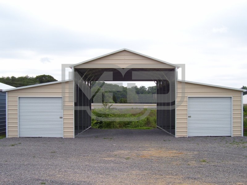Metal Carolina Barn | Boxed Eave Roof | 42W x 26L x 12H | Raised Center Aisle Metal Carolina Barn | Boxed Eave Roof | 42W x 26L x 12H | Raised Center Aisle