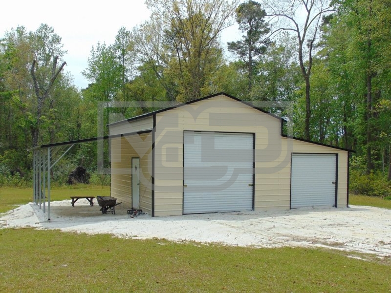 Enclosed Steel Barn | Boxed Eave Roof | 42W x 21L x 12H | Raised Center Aisle Enclosed Steel Barn | Boxed Eave Roof | 42W x 21L x 12H | Raised Center Aisle