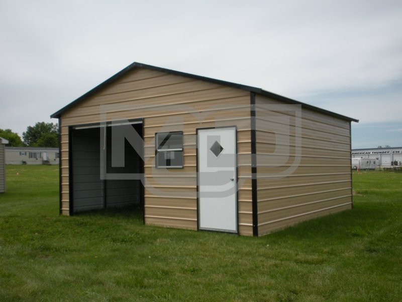 Garage | Boxed Eave Roof | 18W x 21L x 8H | Metal Storage Building Garage | Boxed Eave Roof | 18W x 21L x 8H | Metal Storage Building