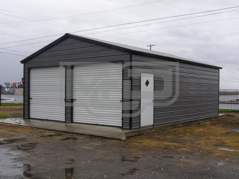 Garage | Vertical Roof | 22W x 26L x 9H | 2-Car Steel Garage Garage | Vertical Roof | 22W x 26L x 9H | 2-Car Steel Garage