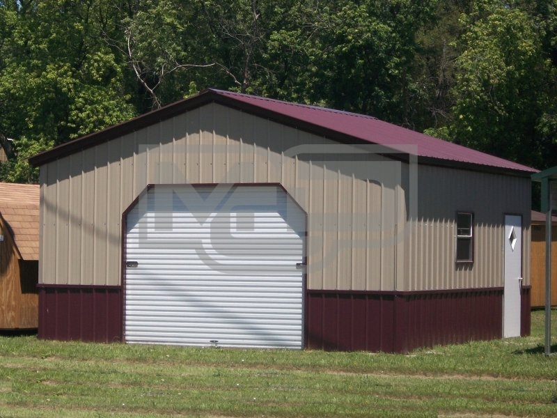 Deluxe Metal Garage | Vertical Roof | 20W x 21 x 8H | 1-Car Garage Deluxe Metal Garage | Vertical Roof | 20W x 21 x 8H | 1-Car Garage