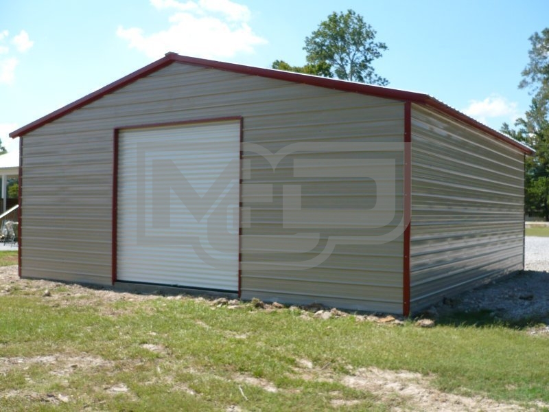 Metal Workshop | Vertical Roof | 24W x 26L x 10H | 1-Bay Metal Workshop | Vertical Roof | 24W x 26L x 10H | 1-Bay