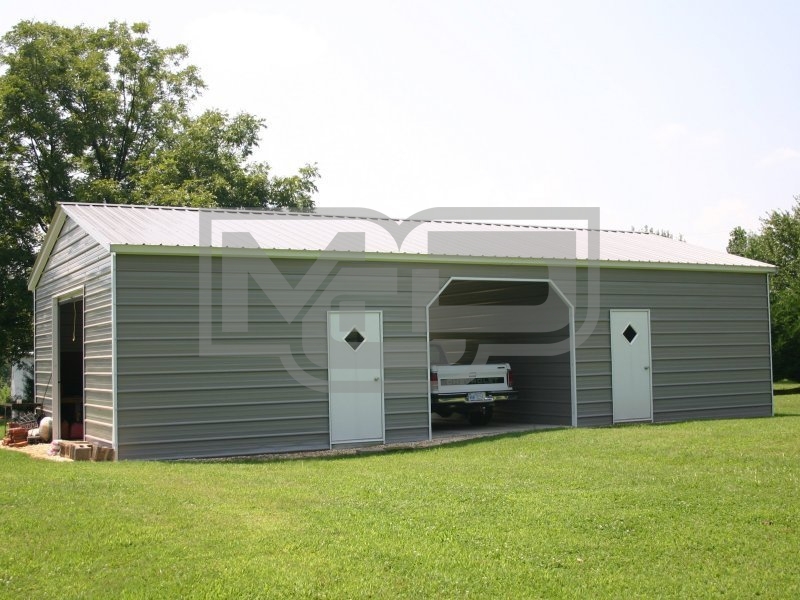 Enclosed Steel Building | Vertical Roof | 24W x 51L x 9H | Metal Garage Enclosed Steel Building | Vertical Roof | 24W x 51L x 9H | Metal Garage