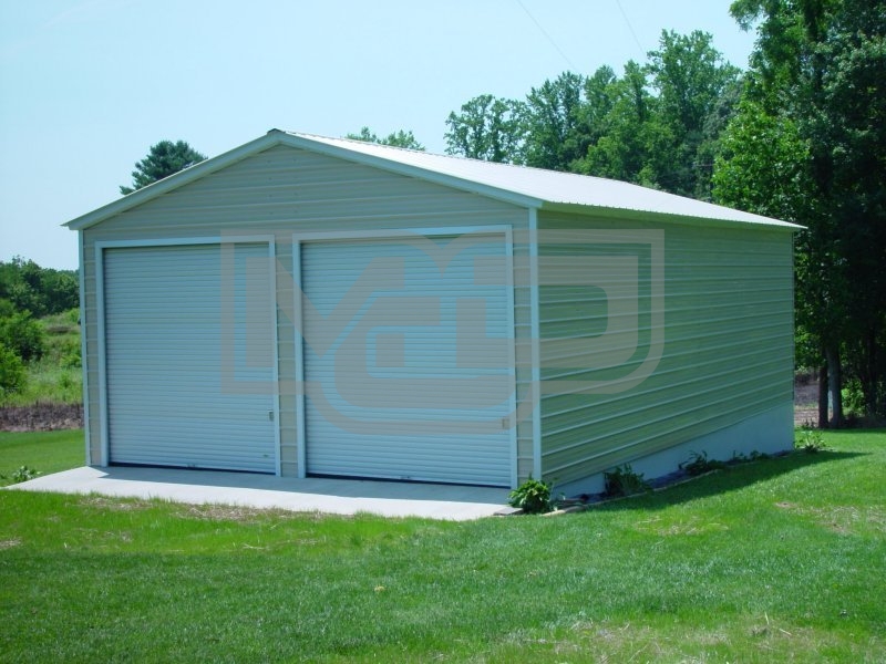 Vertical Roof Metal Garage | Vertical Roof | 22W x 31L x 9H | 2-Car Vertical Roof Metal Garage | Vertical Roof | 22W x 31L x 9H | 2-Car
