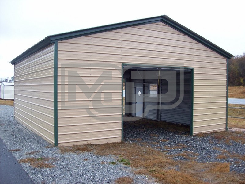 Single Bay Metal Garage | Vertical Roof | 20W x 26L x 9H | 1-Car Single Bay Metal Garage | Vertical Roof | 20W x 26L x 9H | 1-Car