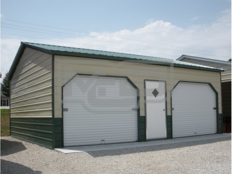 Side Entry Metal Garage | Vertical Roof | 22W x 26L x 9H | 2-Car Side Entry Metal Garage | Vertical Roof | 22W x 26L x 9H | 2-Car