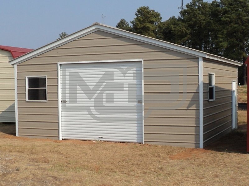 Metal Garage | Vertical Roof | 20W x 21L x 8H | 1-Car Metal Garage | Vertical Roof | 20W x 21L x 8H | 1-Car