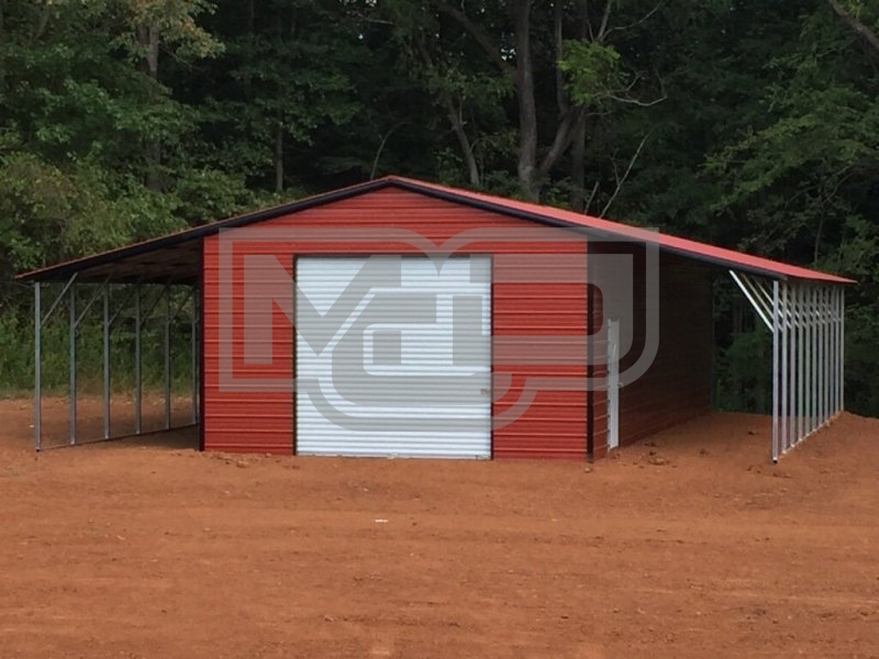 Metal Garage with Lean-tos | Vertical Roof | 24W x 51L x 11H | Metal Shed Metal Garage with Lean-tos | Vertical Roof | 24W x 51L x 11H | Metal Shed
